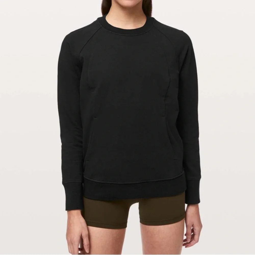 Lululemon Scuba Crew Black Stretch French Terry Pocket Athleisure Workout-6